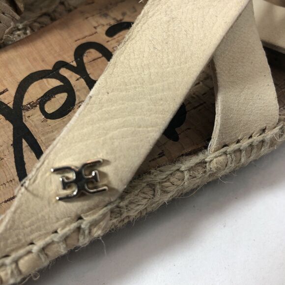 Sam‎ Edelman Flat Sandals Womens Size 5 Averie Espadrille Leather Tan Straps C2 - Picture 8 of 11